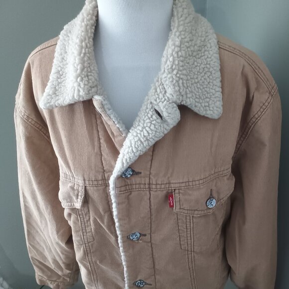 Levi's Corduroy Sherpa Lined Trucker Coat L Large - Picture 2 of 8